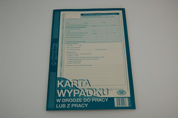 druk-874-1 karta wypadku w drodze do pracy/z pracy a-4 m&p