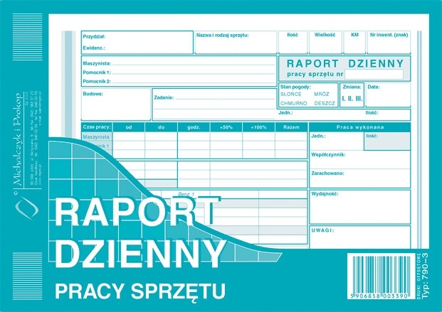 druk-790-3 raport dzienny pracy sprzętu m&p