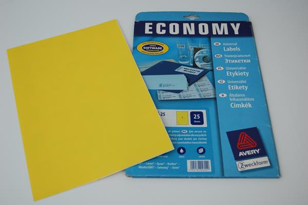 papier samoprzylepny avery a4'25 żółty