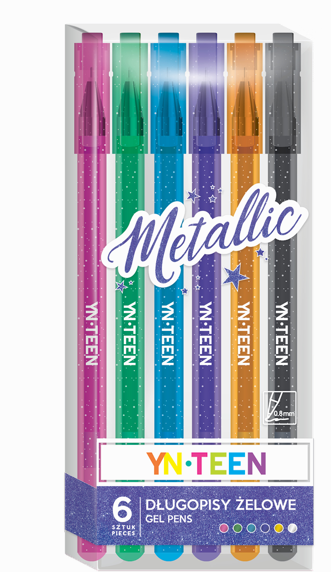 interdruk długopisy żelowe 6 kolorów    metallic yn teen /20/