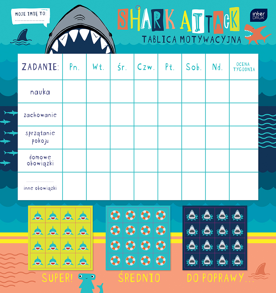 INTERDRUK TABLICA MOTYWACYJNA BOYS/SHARK