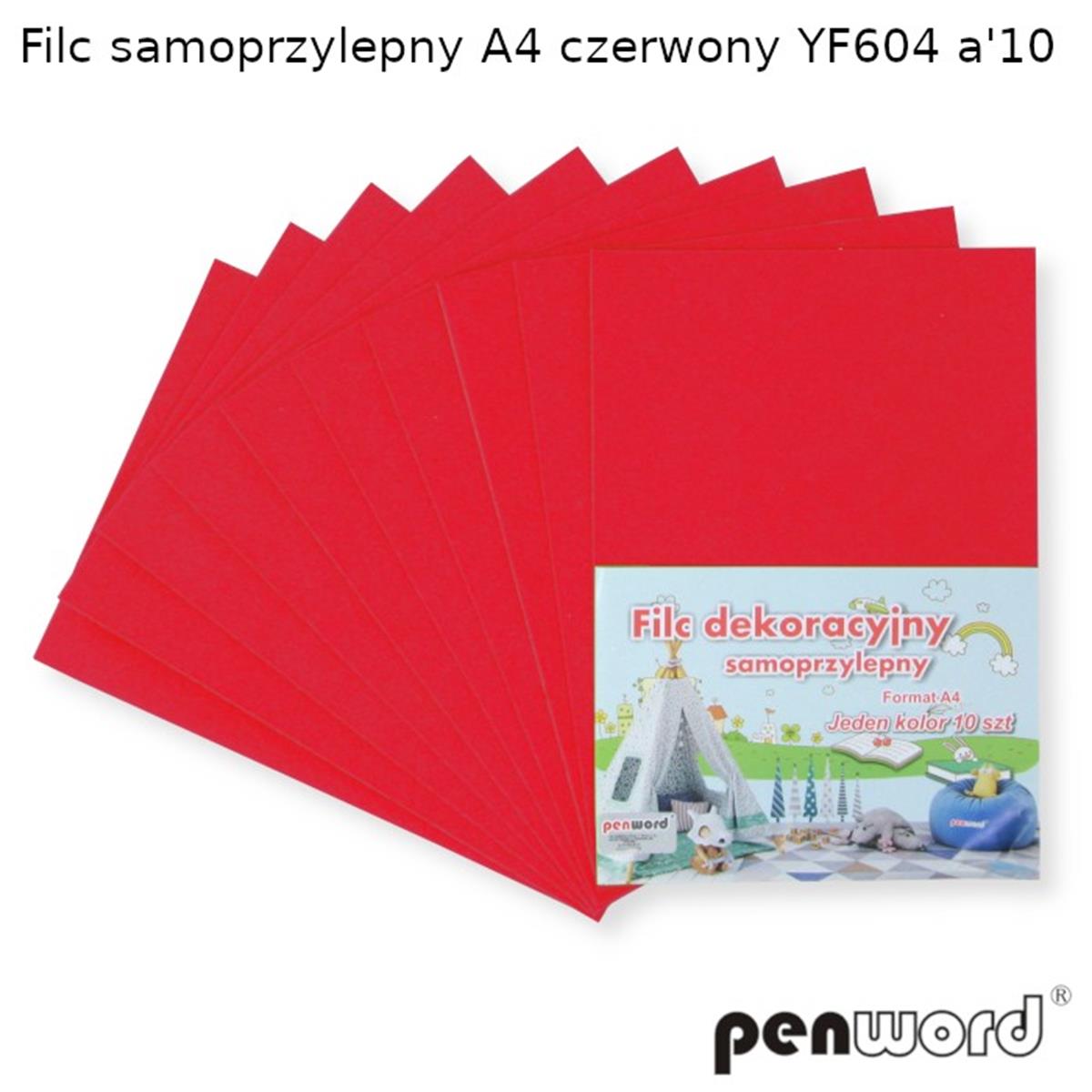 filc samoprzylepny a4 czerwony 10 ark. psh yf604