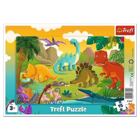 trefl puzzle 15el ramkowe 31359 dinozaury