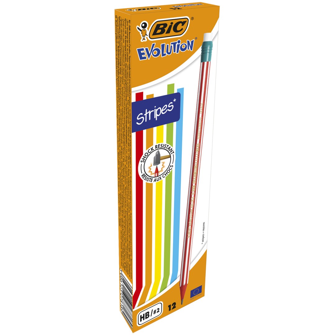 bic-ołówek evolution hb stripes z gumką a'12