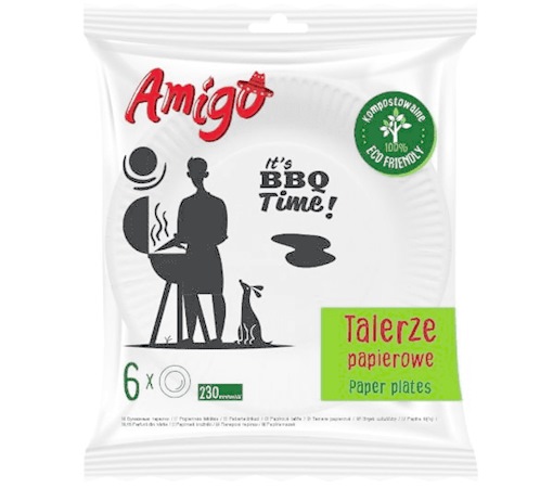 amigo konfekcja talerze papierowe eko 23cm a'6 politan