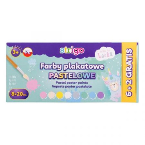 strigo-farby plakatowe 8kol. 20ml pastelowe lenka ssc147 wpc /12/