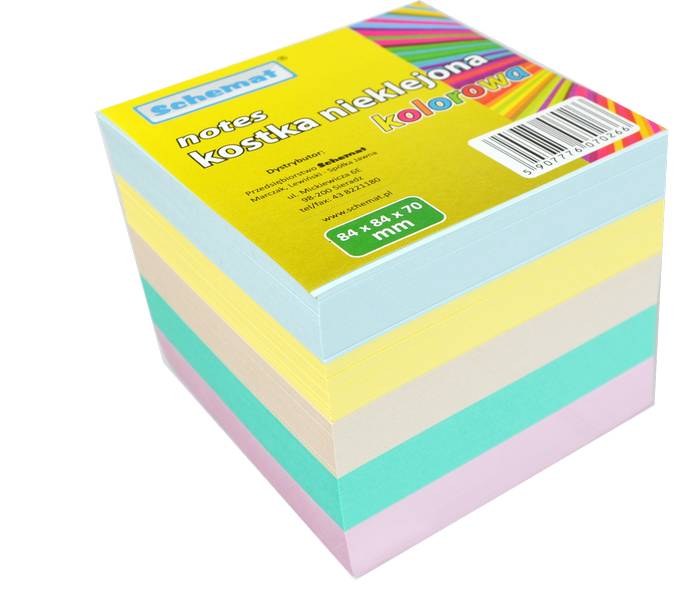KOSTKA PAPIEROWA KOLOR NIEKLEJONA 84*84*70MM SCHEMAT /60/