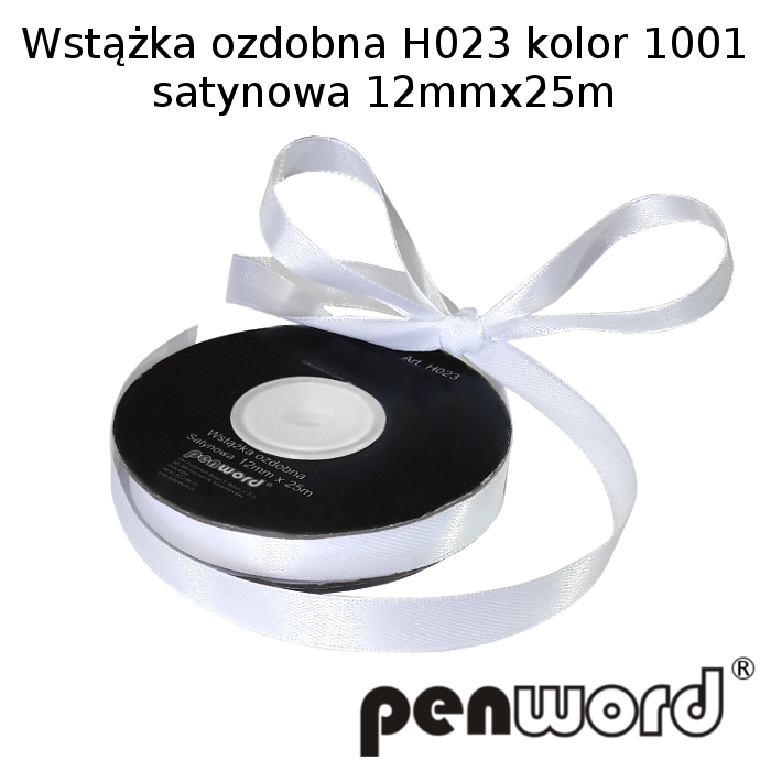 wstążka ozdobna 12mmx25m h023 kol.1001/biała/ a'1 satynowa psh   /10/