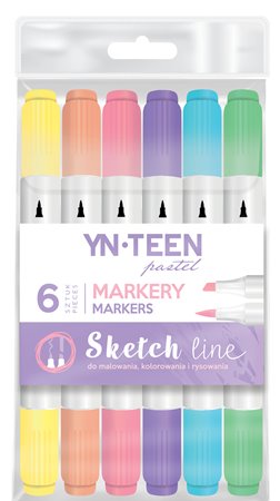 interdruk marker sketch line pastel 6   kolorów