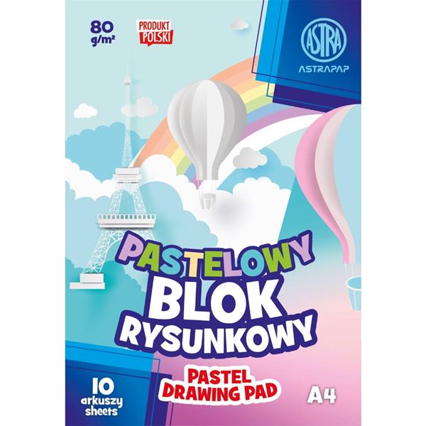 astra blok rysunkowy a4 10k 80g kolor  pastelowy barwiony w masie 106 022 001  /10/