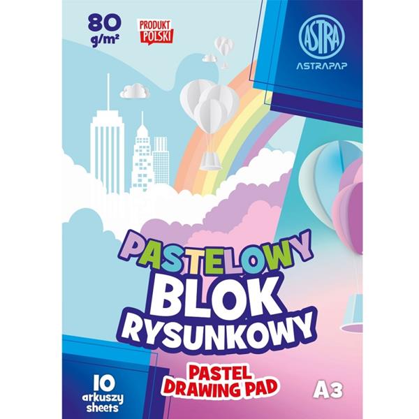 astra blok rysunkowy a3 10k 80g kolor   pastelowy barwiony w masie 106 022 002 /10/