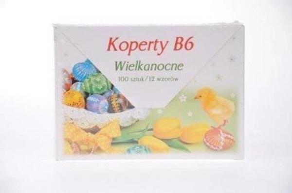 polmak koperty kolorowe wielkanoc b6    op.100szt. 12 wzorów