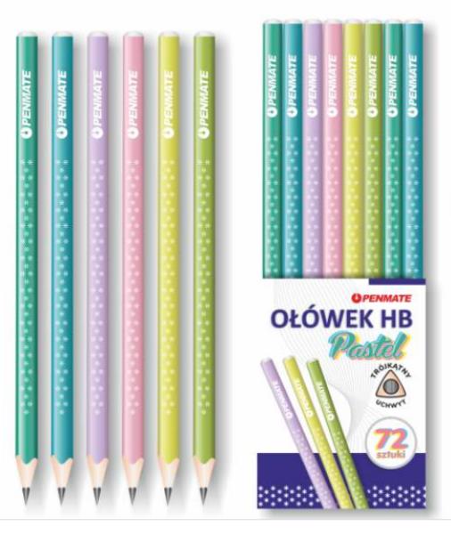 tt-ołówek trójkątny hb bez gumki pastelowy tt8306 /72/