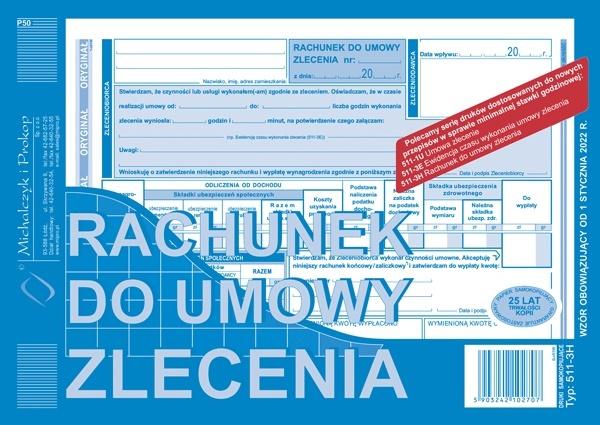 druk-511-3h rachunek do umowy zlecenia a5 o+k m&p