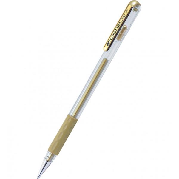 pentel długopis hybrid gel grip złoty metalik k118