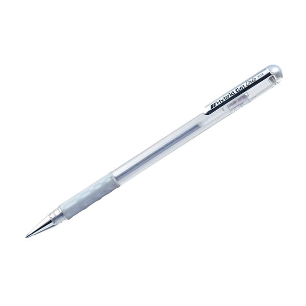 pentel długopis hybrid gel grip srebrny metalik k118