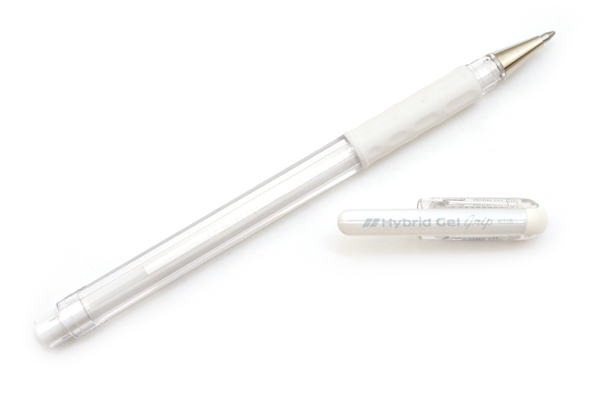 pentel długopis hybrid gel grip biały   k118