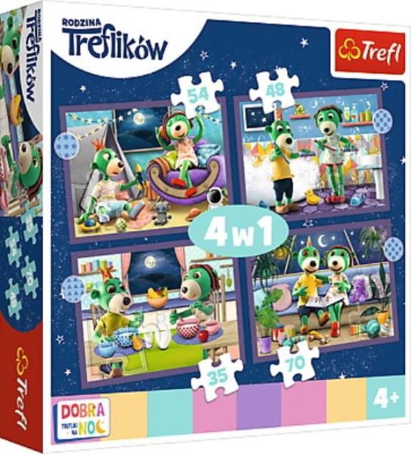 trefl puzzle 4w1 trefliki przed snem dobranoc,trefliki na noc 34399 35,48,54,70 el.