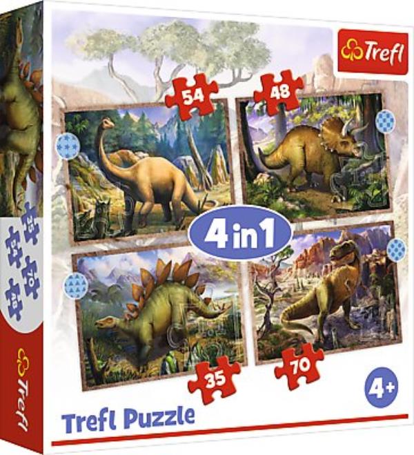 TREFL PUZZLE 4w1 CIEKAWE DINOZAURY  35,48,54,70EL 34383