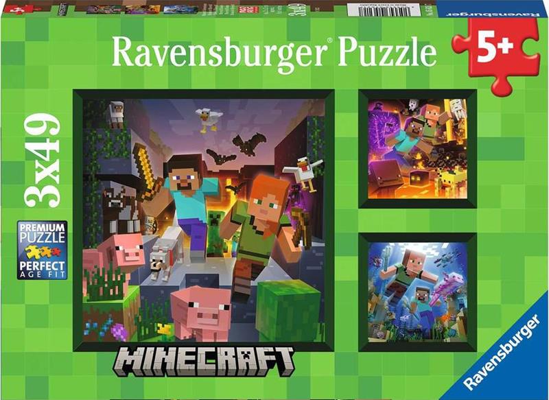 ravensburger puzzle 3x49el minecraft 05621