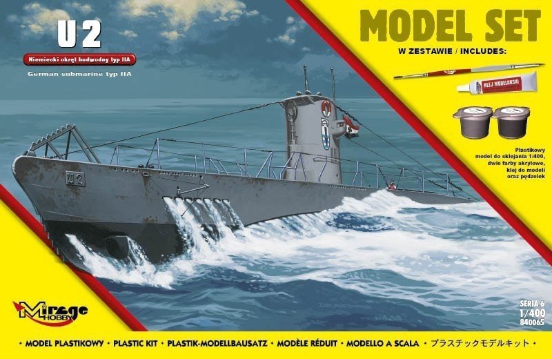 mirage-zestaw do sklejania - okręt podwodny ubot u2 840065