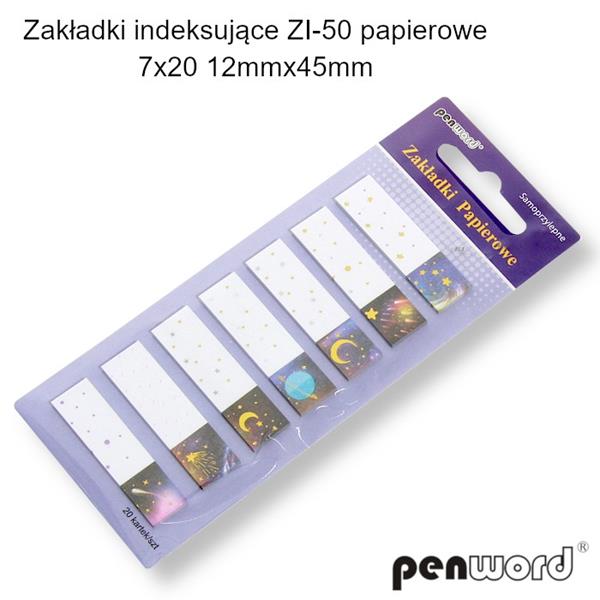 ZAKŁADKI INDEKSUJĄCE 12MM*45MM 7SZT*20  KARTEK PAPIEROWE ZI-50 PSH  /12/