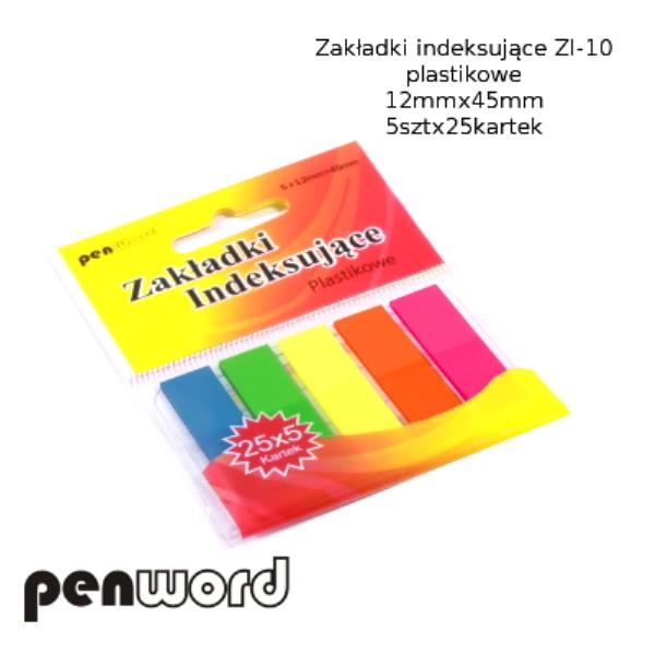 ZAKŁADKI INDEKSUJĄCE 12MM*45MM 5SZT*25  KARTEK PLASTIKOWE ZI-10 PSH  /30/