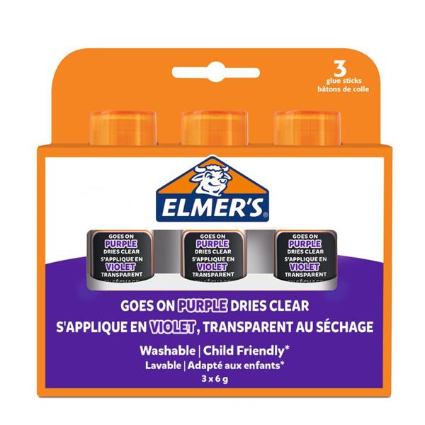 elmers klej w sztyfcie 6g 3szt magiczny fioletowy newell