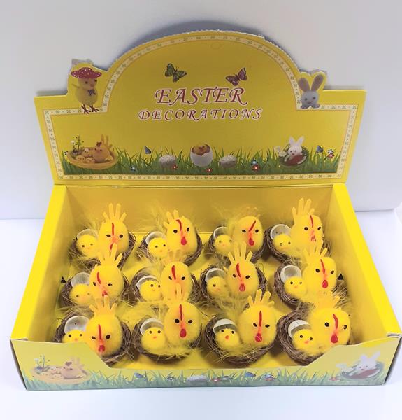 OZD.WIELKANOCNA KURCZAKI W GNIAZDKU OP 12SZT LUK-WN 15BY269
