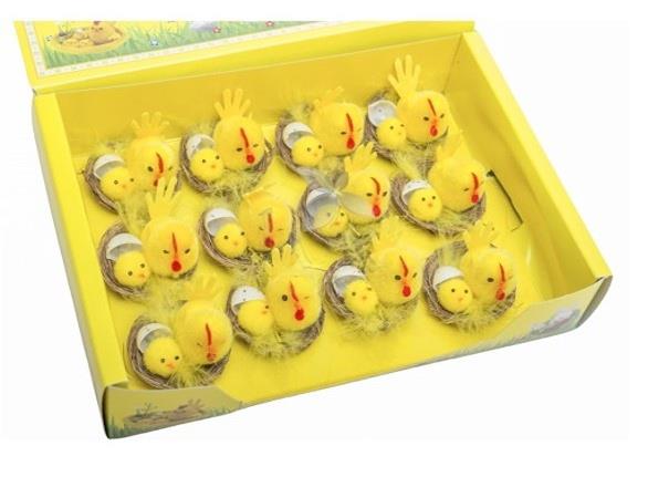 OZD.WIELKANOCNA KURCZAKI W GNIAZDKU OP 12SZT LUK-WN 15BY269