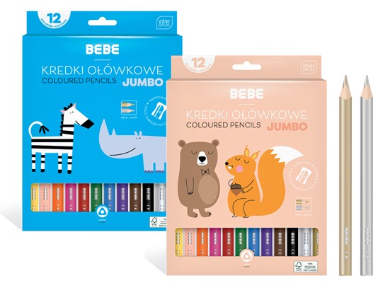 INTERDRUK KREDKI OŁÓWKOWE JUMBO 12kol.  BEBE KIDS FSC100