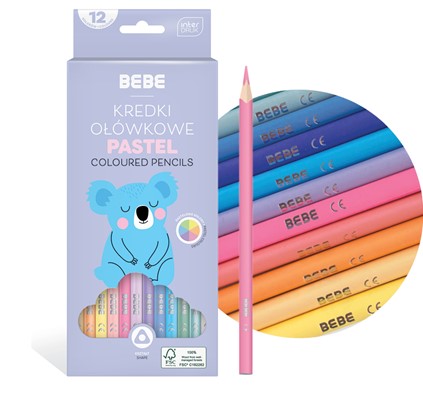 INTERDRUK KREDKI OŁÓWKOWE TRÓJKĄTNE 12KOL BB PASTEL FSC100