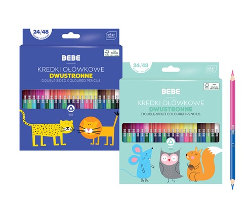 INTERDRUK KREDKI OŁÓWKOWE DWUSTRONNE 24/48KOL  BEBE KIDS FSC100