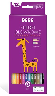 interdruk kredki ołówkowe trójkątne 12kol bb kids