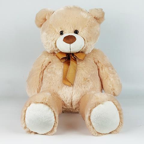 MADEJ MASKOTKA MIŚ Z KOKARDĄ BEŻOWY 70CM 001770 CZAPSKA