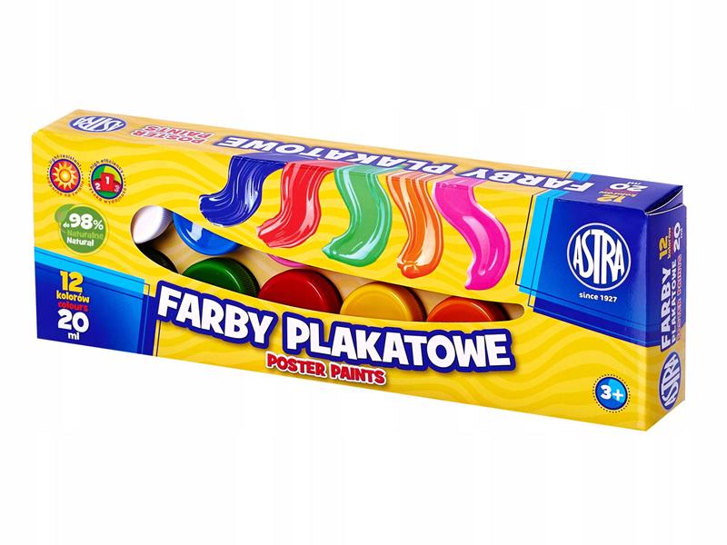 ASTRA FARBY PLAKATOWE 12 KOLORÓW 20ML   301 121 002 /4/