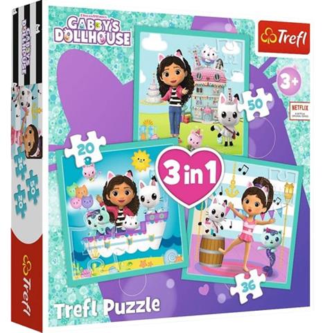 trefl puzzle 3w1 koci domek gabi aktywności gabby 34871