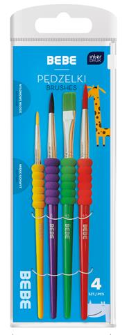 INTERDRUK PĘDZELKI Z UCHWYTEM 4SZT BB   KIDS /12/