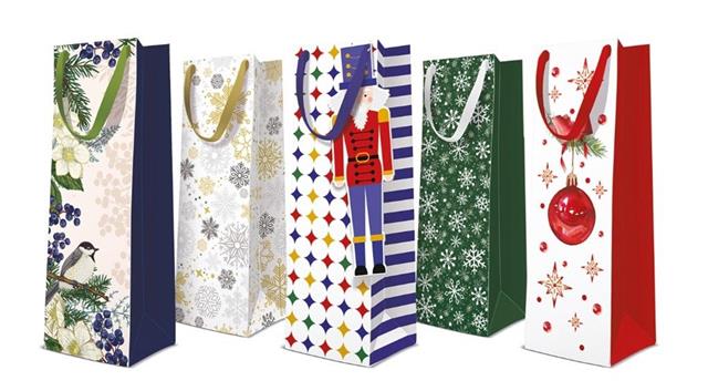 TORBA OZDOBNA 12*37*10CM PAW BUTELKA BN GWIAZDKA /10/ AGB2016004