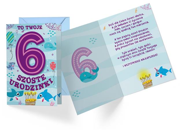 KUKARTKA KARNET OKOLICZNOŚCIOWY 6 URODZINY PR-290