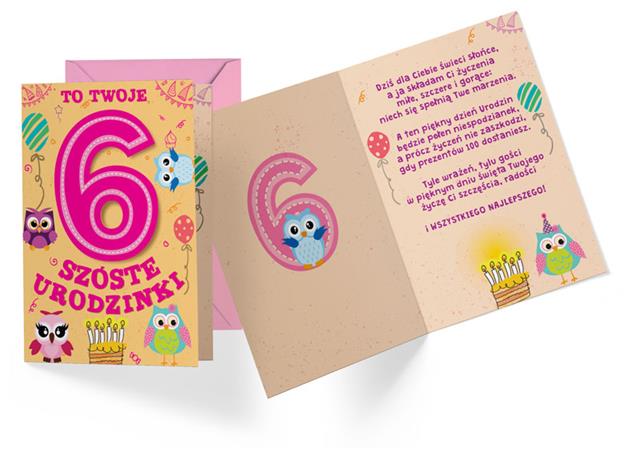 KUKARTKA KARNET OKOLICZNOŚCIOWY 6 URODZINY PR-289