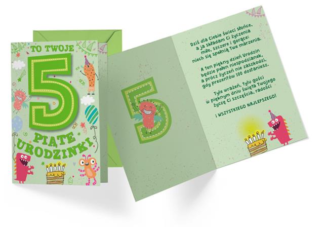 KUKARTKA KARNET OKOLICZNOŚCIOWY 5 URODZINY PR-288