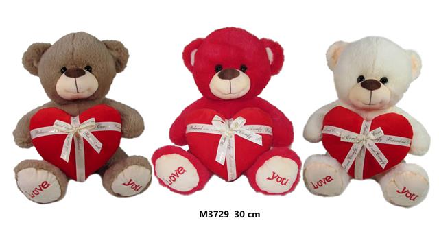 SUNDAY MIŚ Z SERCEM 30CM 3KOL M3729 WALENTYNKA
