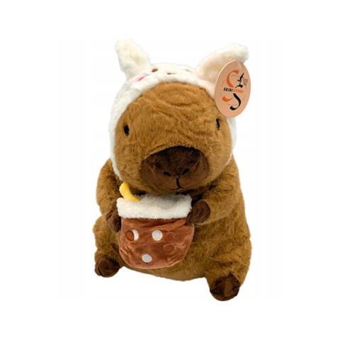 MASKOTKA KAPIBARA CZAPKA KRÓLIK 30CM  ROZETTE