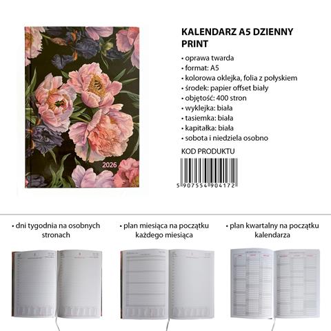 POLIGRAF TERMINARZ 2026 A5 DZIENNY PRINT