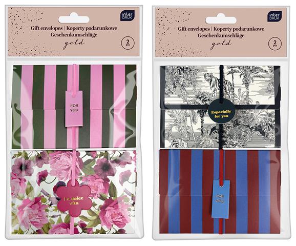 INTERDRUK KOPERTY PODARUNKOWE Z GUMKĄ 2SZT.GOLD