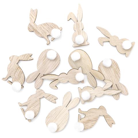 DP CRAFT DREWNIANA DEKORACJA KRÓLICZKI SAMOPRZYLEPNE 12SZT DPDN-172 WIELKANOC