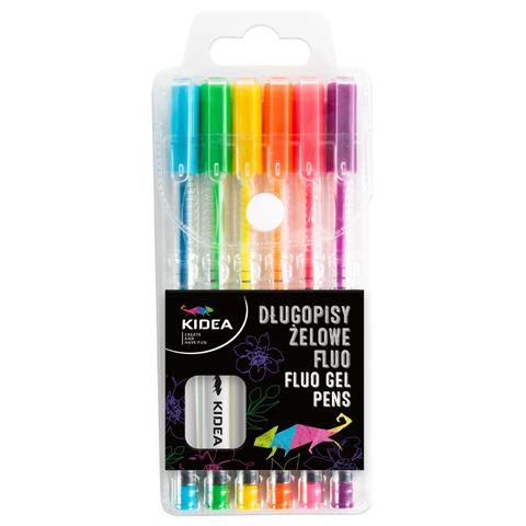 DERFORM DŁUGOPISY ŻELOWE 6 KOLORÓW FLUO KIDEA