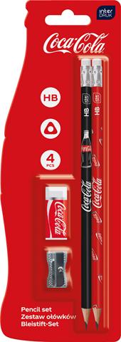 INTERDRUK ZESTAW OŁÓWKÓW 2SZT.+GUMKA+TEMPERÓWKA COCA-COLA /12/