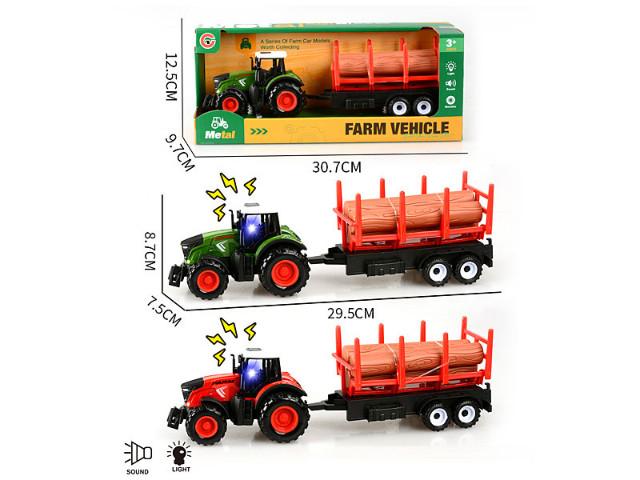 BIGTOYS TRAKTOR Z DREWNEM ŚWIATŁO, DŹWIĘK BA0066